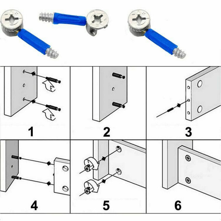 FOH Furniture 50 Pcs Set Cam Fitting With Dowel 3in1 Hardware